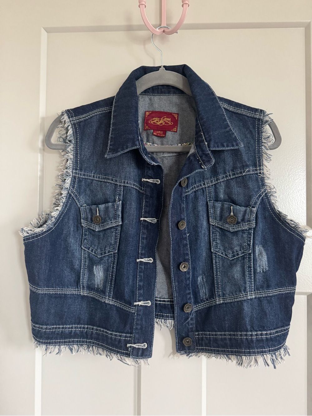 one 5 one Distressed Blue Denim Vest